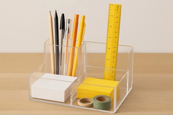 1 Clear Acrylic Desk Organizer with Multiple Compartments - Visible Storage for Stationery