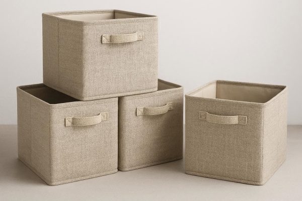 2 Stackable Fabric Storage Bins with Handles - Decorative & Versatile Cube Boxes