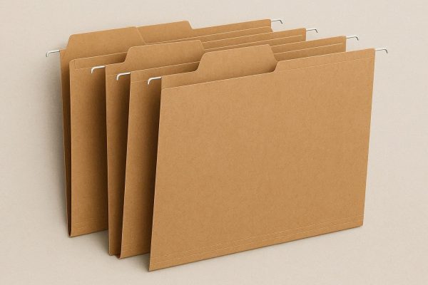 26 Kraft Paper Pressboard File Folders - 1/3 Cut Tabs for Hanging Filing