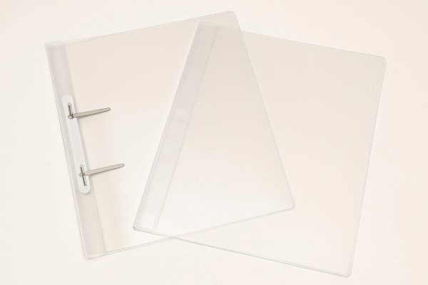 27 Clear Plastic Poly Pocket Folders - 2-Prong Fastener for School & Office