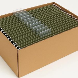 Hanging File Folders with Plastic Tab Inserts - Box Bottom for Bulk Storage