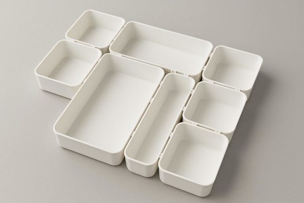 5 Modular Plastic Drawer Organizers - Interlocking System for Custom Layouts