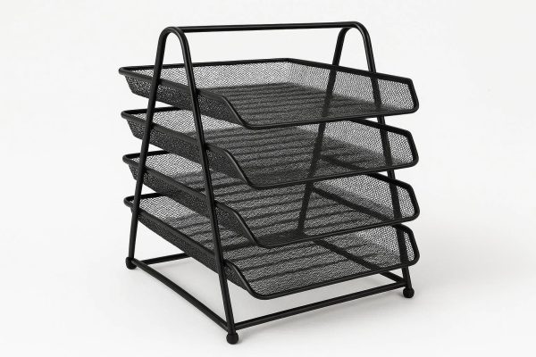 Mesh Metal Desk File Organizer - Vertical Letter Tray for Papers
